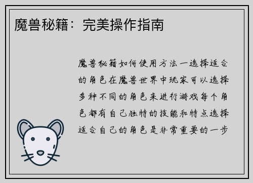 魔兽秘籍：完美操作指南